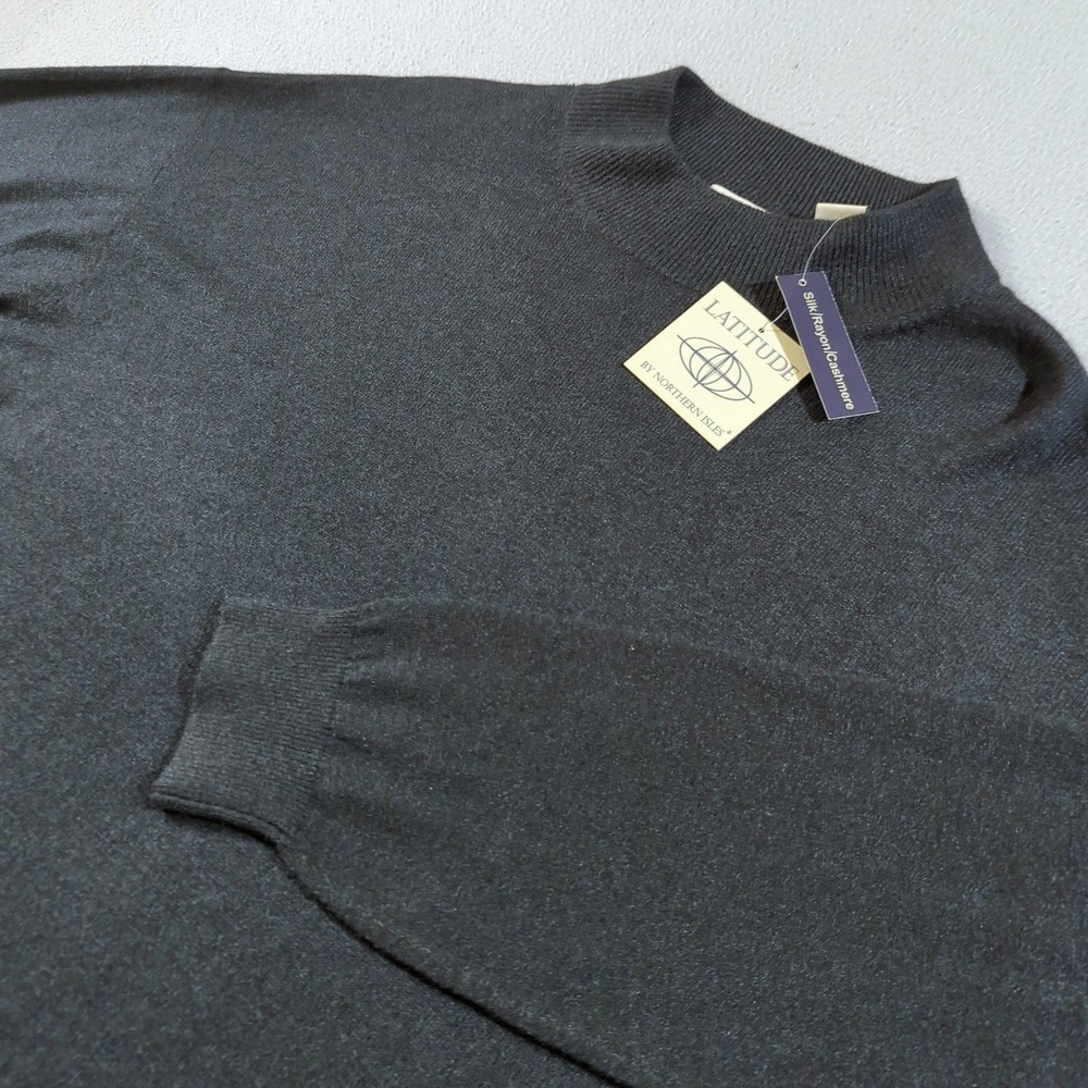 NWT Latitude Sweater Mens XL Black Silk Rayon Cashmere Mock Neck Northern Isles